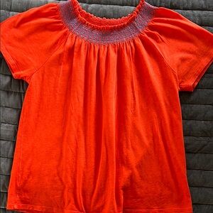 J. Crew Womens Orange Blouse with Blue Accents